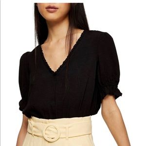 TOPSHOP MORGAN RUFFLE TRIM PEPLUM TOP